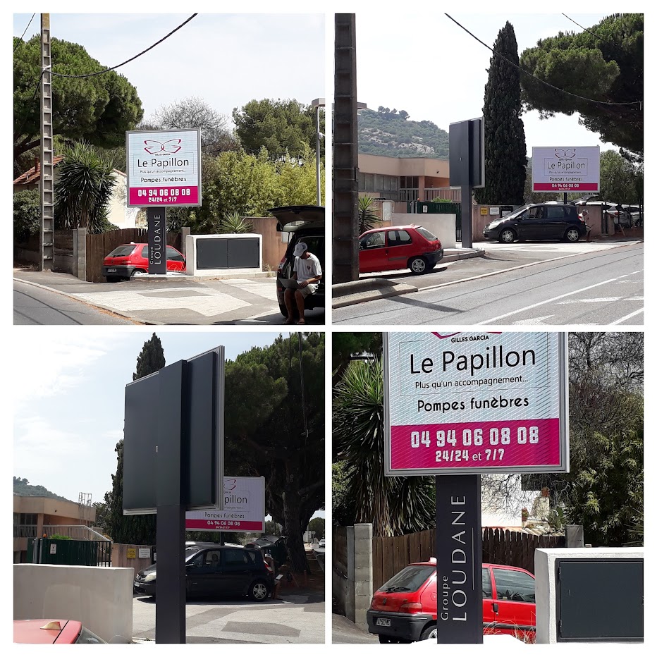 Installation de deux écrans géants LED extérieurs par Pixelink au siège du Groupe Loudane à La Seyne-sur-Mer.