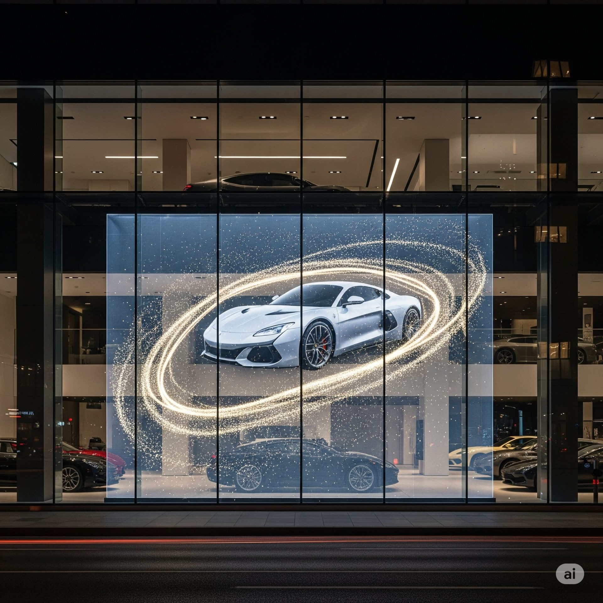 ph ecrans trasparente Écran LED transparent installé en vitrine concessionnaire porche